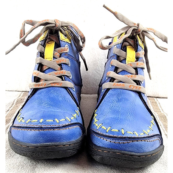 TMA EYES Stitching Shoes Leather Lace-up Handwork Casual Boots Womans Size 10.5 - Picture 9 of 13